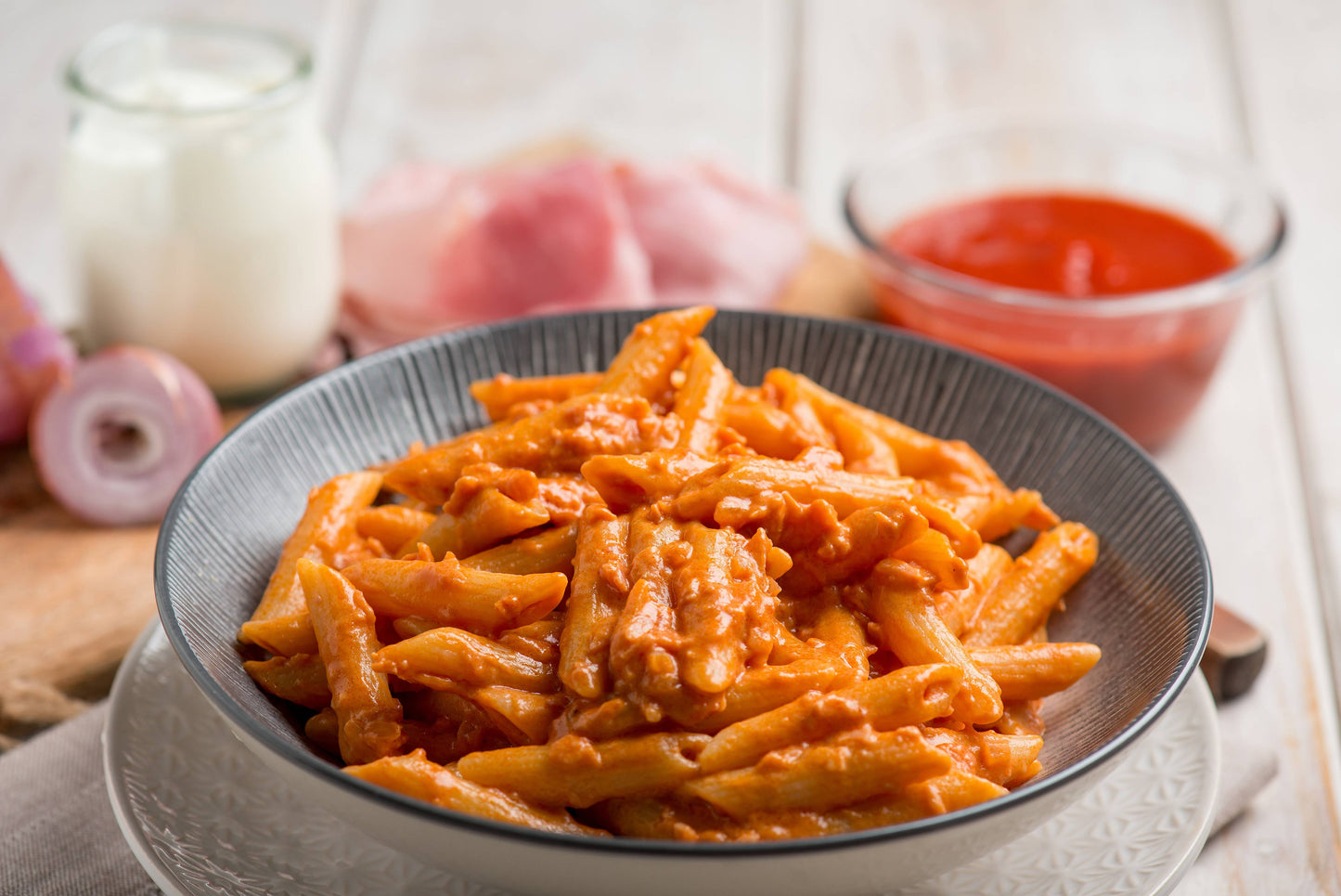 Creamy Ham Pasta and Tomato Sauce