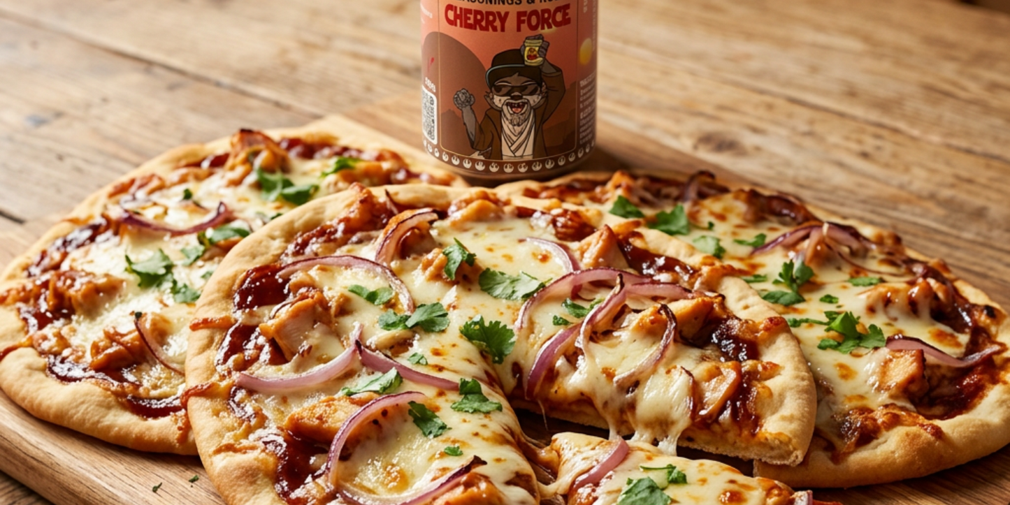 Cherry BBQ Chicken Flatbread Pizza