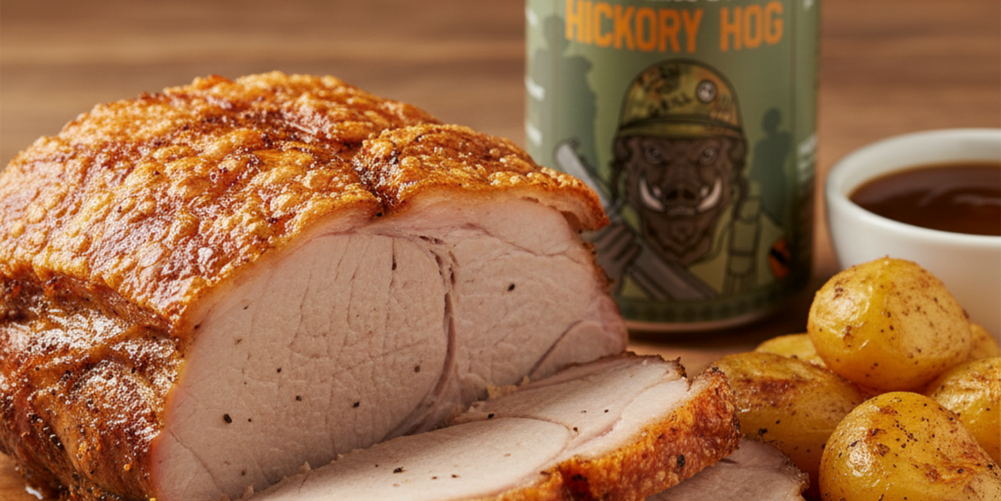 Hickory Hog Roast Pork Shoulder with Crackling