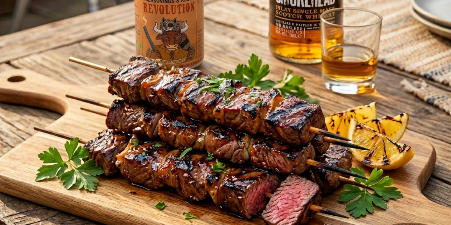 Smokehead x Smokey Rebel Islay Beef Skewers