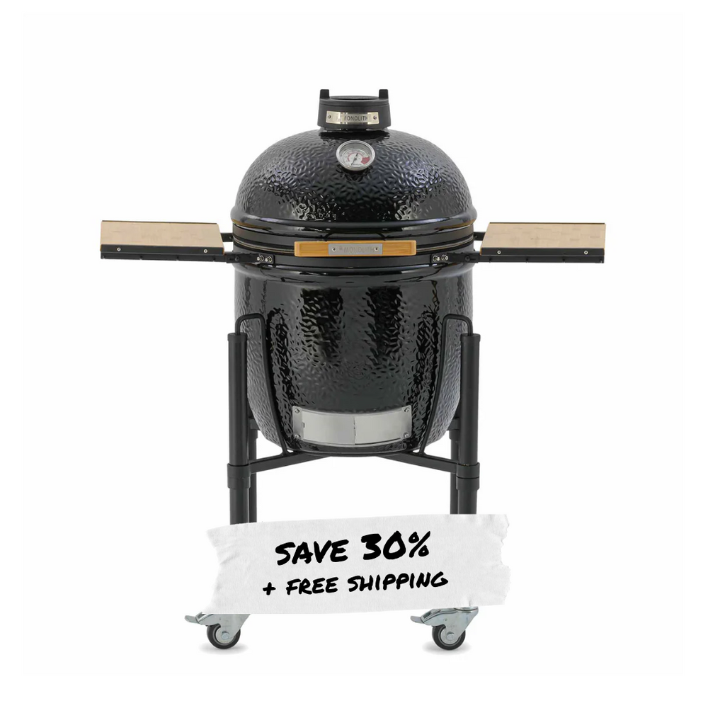 Ex-demo Monolith ONE.55 ceramic kamado BBQ with save 30 percent and free shipping message