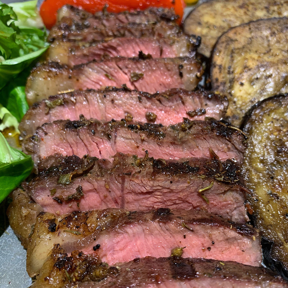 
                  
                    Steak seasoned with SPG seasoning from Smokey Rebel
                  
                