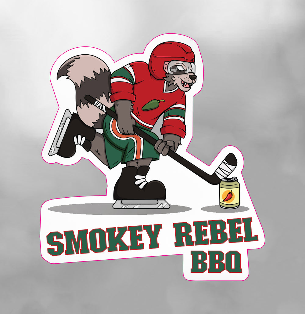 Smokey Rebel Ice Hockey Sticker 72mm x 79mm