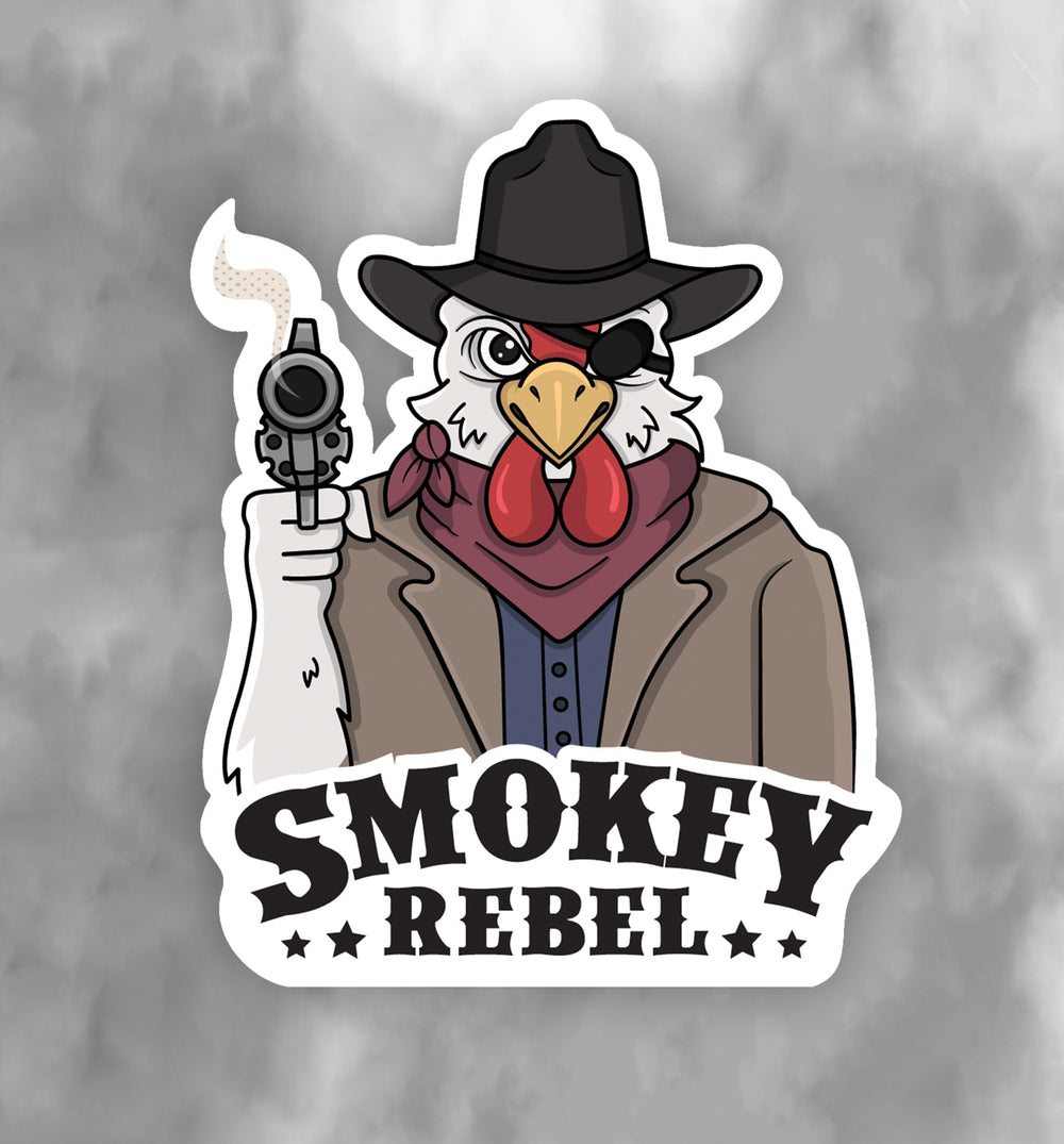 Smokey Rebel Chipotle Cowboy Sticker 7.6cm × 9.5cm