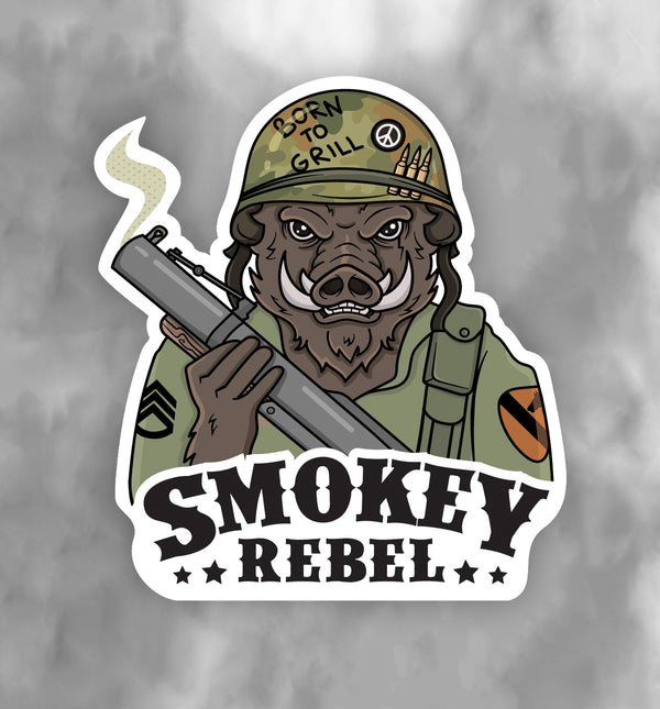 Smokey Rebel Hickory Hog Sticker 8.6cm × 9.5cm