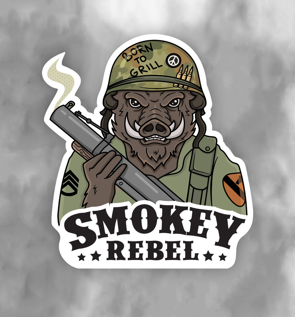 Smokey Rebel Hickory Hog Sticker 8.6cm × 9.5cm