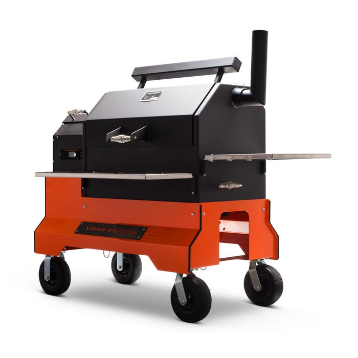 Yoder Smokers YS640s Pellet Grill with ACS on Comp Cart – Orange